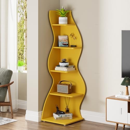 Tribesigns Corner Shelf, Modern 5-Tier Wall Corner Bookshelf, Stylish Corner - Image 2