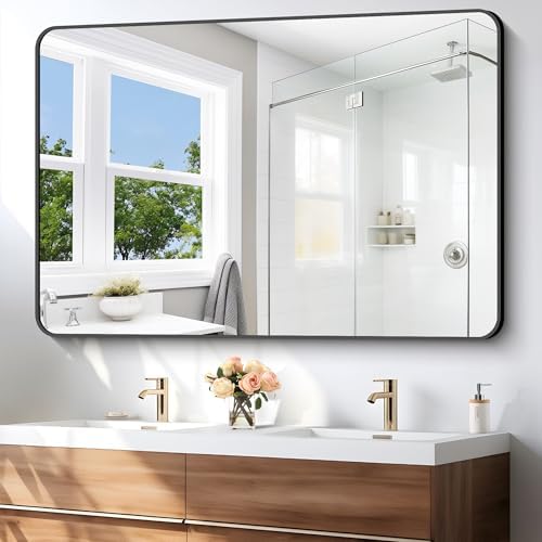 BONEWEI 55x36 inch Bathroom Mirror, Wall Mounted Bathroom Frame Vanity Mirror - Image 3