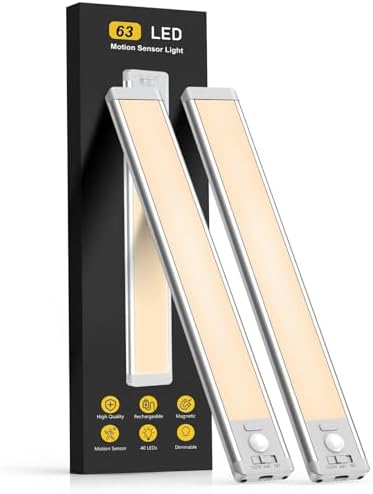 MCGOR 14.7inch Under Cabinet Lighting, 2 Pack Rechargeable Motion Sensor Light by MCGOR