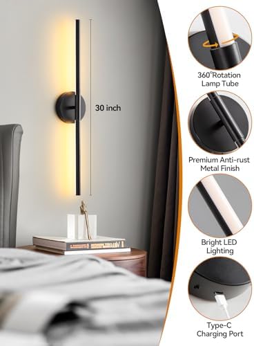 Battery Operated Wall Sconces Set of 2, Remote & Touch Control - Image 6