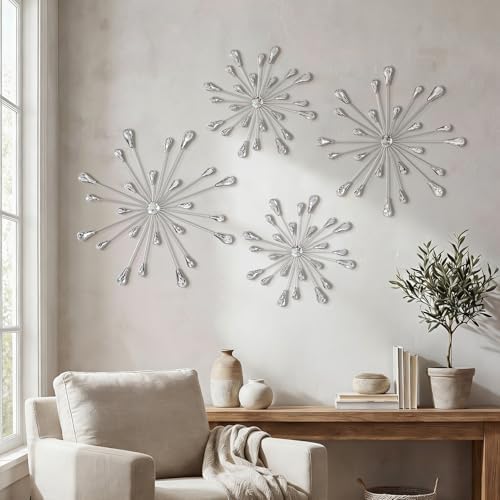 ZEXUIRU 4 Set Silver Starburst Wall Art by ZEXUIRU