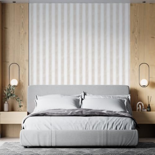 17.3" x 300" Watercolor Neutral Striped Peel and Stick Wallpaper - Image 6