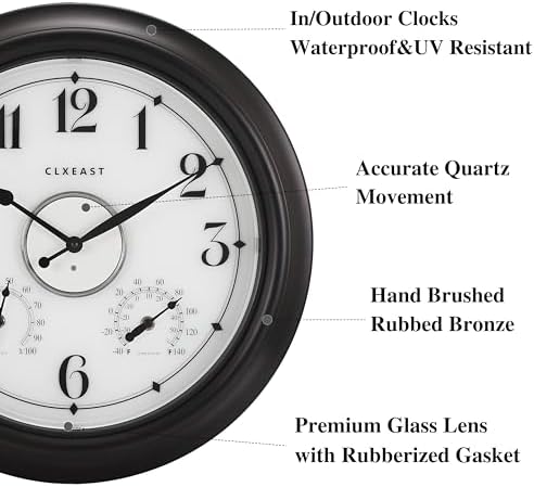 CLXEAST 18 Inch Large Illuminated Outdoor Clocks Waterproof - Image 2