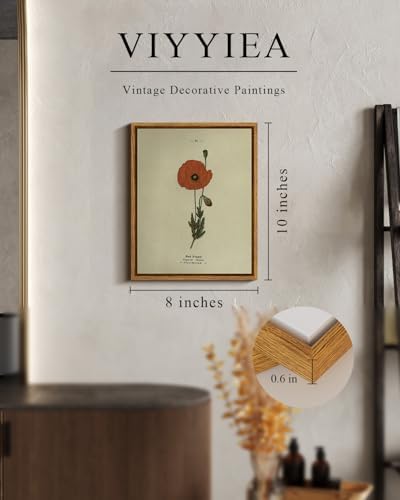 VIYYIEA Framed Wall Art Decor for Living Room, Flower Red Poppy, 8x10 Inch - Image 2