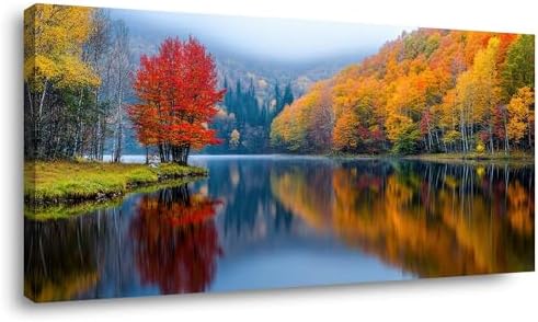 Lasdel Beautiful Lakeside Forest Landscape Wall Art by Lasdel