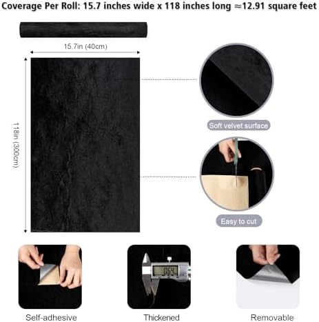 Black Velvet Fabric, Self Adhesive DIY Felt Sheets - Image 7