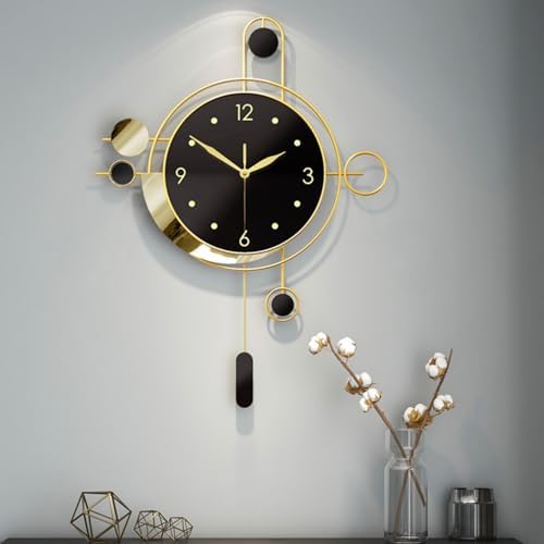 Wall Clock with Pendulum, Silent Non Ticking Battery Operated Modern Large Wall - Image 6