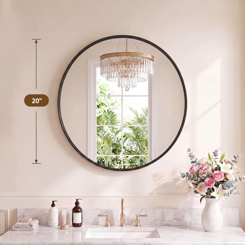 Sweetcrispy Bathroom Circle Mirror 20 in, Vanity Wall Mirror - Image 2