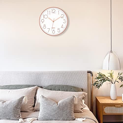 Foxtop 10" Modern Wall Clock Silent Battery Operated Rose Gold Clock - Image 5