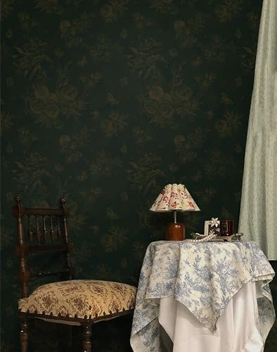 Dimoon 393"×17.3”Floral Peel and Stick Wallpaper Dark Green Golden Contact - Image 3