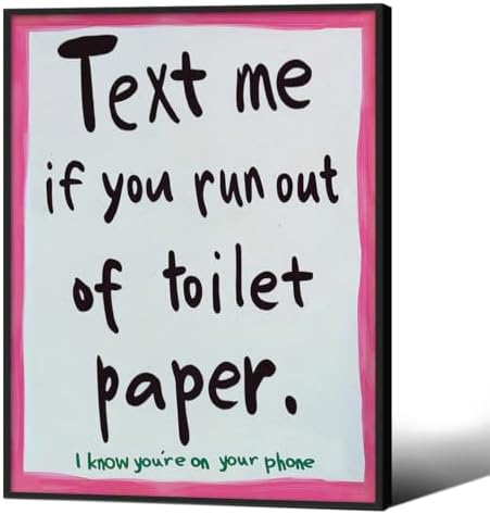 Pink Funny Bathroom Poster Text Me If You Run Out Of Toilet Paper Wall Art by OMANI