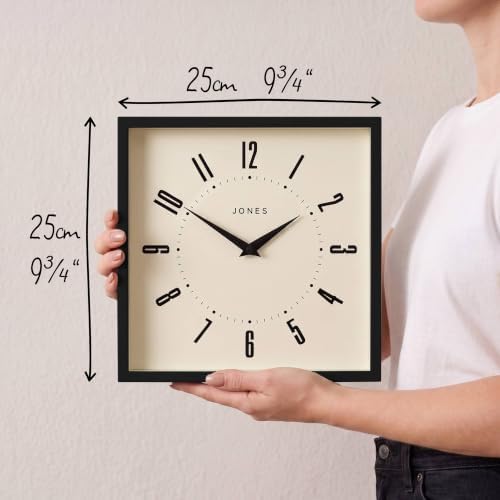 JONES CLOCKS® Box wall Clock | Retro Square Clock | 10" | Black | Easy to Read - Image 4