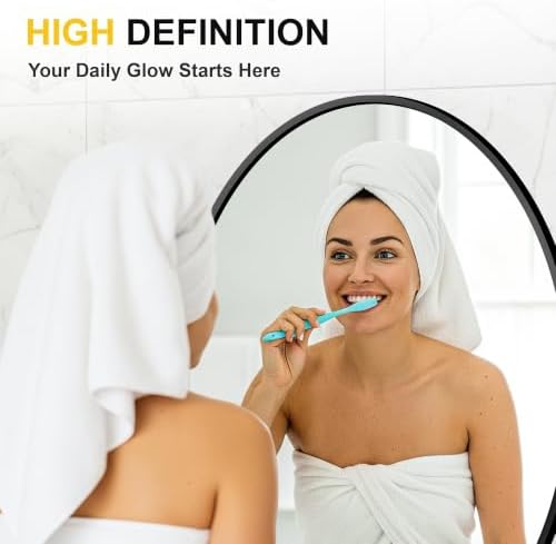 Black Oval Bathroom Mirror for Wall - Image 4