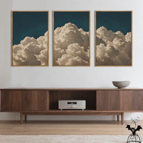 IARTTOP Extra Large Navy Blue Cloud Wall Art 24x36 Inch Framed Abstract Modern - Image 5