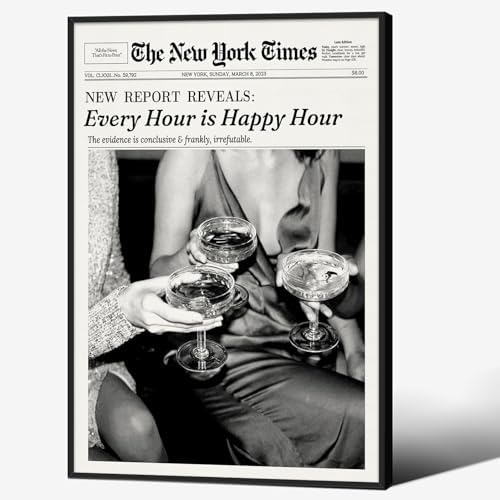 Retro Black and White Newspaper Wall Art 20x30inch Black Framed Every Hour Is by Unknown