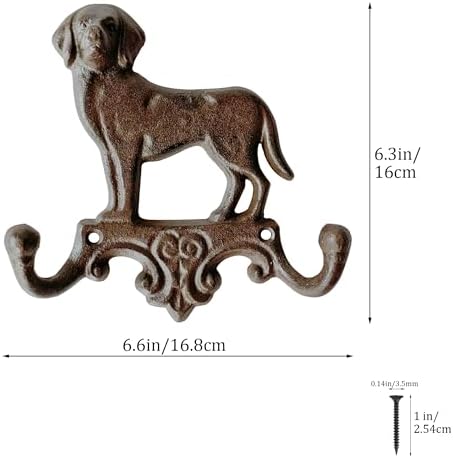 Rustic Dog-Shaped Decorative Wall Hook Rack Hangers - Image 2