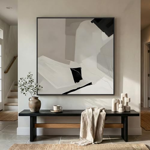 Extra Large Framed Black White Abstract Wall Art - Image 2