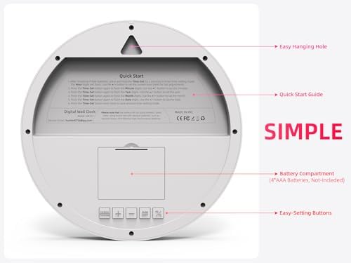 Digital Wall Clock Battery-Operated, 8 Inch Small Decorative Modern Wall Clock - Image 3