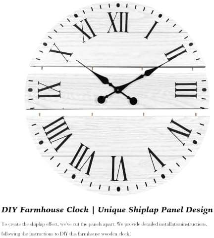 Large Wall Clock with Roman Numeral, 24” Shiplap Farmhouse Clock - Image 4