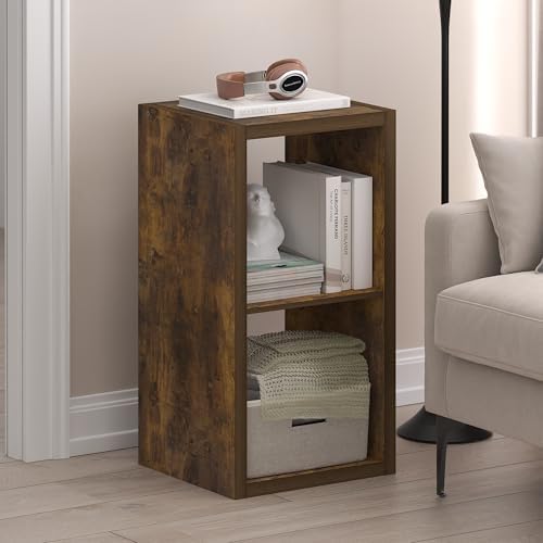 Furinno Cubicle 2-Cube Book Shelf, Extra Thick Frame Bookshelf, Amber Pine - Image 2