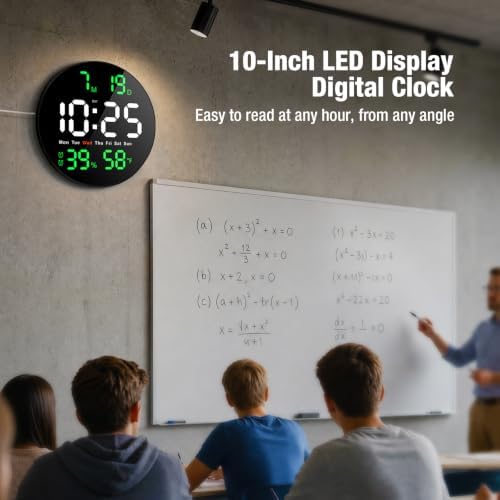 10 Inch Large Digital Wall Clock, LED Round Electric Clocks - Image 2