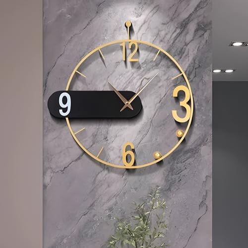 Large Wall Clock 24" Round Battery Operated Modern Golden Wall Clocks - Image 7