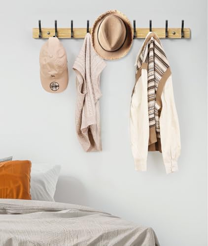 Optish Coat Rack Wall Mount, 16.5 Inches Wood Coat Hooks Wall Mount, Wall Coat - Image 5