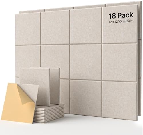 Soundsbay Self-Adhesive Soundproof Wall Panels 18 Pack 12"x12" Beige by Soundsbay
