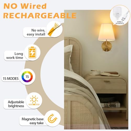 PASSICA DECOR Bow Wireless Battery Operated Wall Sconce Set of 2, Rechargeable - Image 2