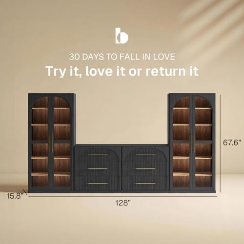 BELLEZE Jagger 128" Wall Unit 4-Piece Modular TV Stand - Image 2