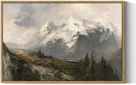 VIYYIEA Framed Canvas Wall Art Room Decor, Winter Decor, Mountain Landscape by VIYYIEAART