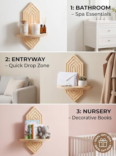 Boho Wall Decor Hanging Plant Shelf, Floating Shelves - Image 5
