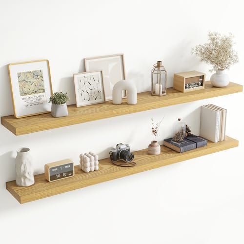 72 Inch Floating Shelves for Wall, 8 Inch Deep, Invisible Brackets by Axeman