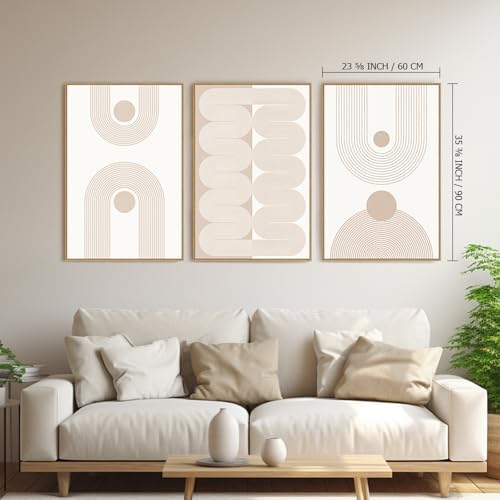SAFERRYHOME Large Boho Neutral Abstract Beige Modern Wall Art - Image 5