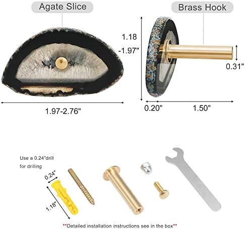 CozyTower 4 Pcs Unique Agate Wall Hooks - Image 2