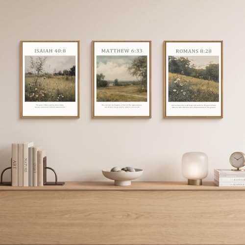 LHIUEM Bible Christian Scripture Framed Canvas Wall Art Set, Jesus Religious - Image 4