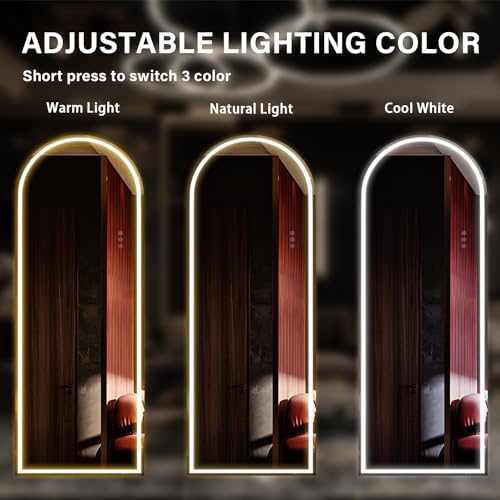 Full Length Mirror with Lights, Arched 63"x20" Full Body Mirror with Light - Image 6
