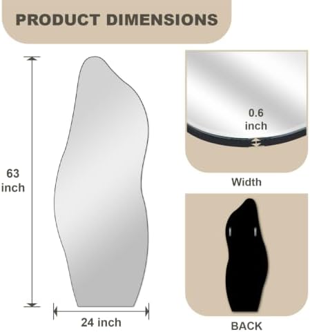 Full Length Wall Mirror, Cloud Irregular Shape, 63x24 Inch, - Image 2