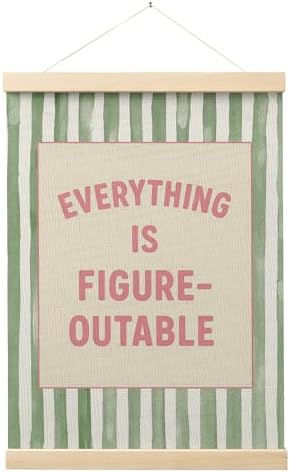 FGFK Preppy Pink and Green Everything Is Figureoutable Inspirational Framed by WelcometoFGFKhome