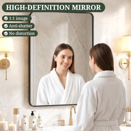 Bathroom Mirror for Wall, 36x24 Inch HD Tempered Glass Vanity Mirror - Image 4