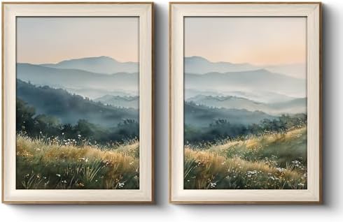 VIYYIEA Framed Moody Mountain Flora Landscape Wall Art Set, 12×16 Inch by VIYYIEAART