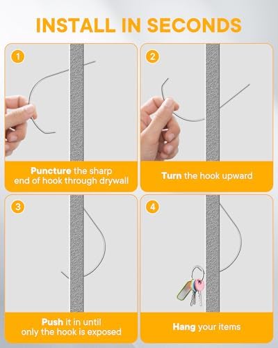 PinCute Picture Hangers, Picture Hanging Hooks Drywall Hooks - Image 3