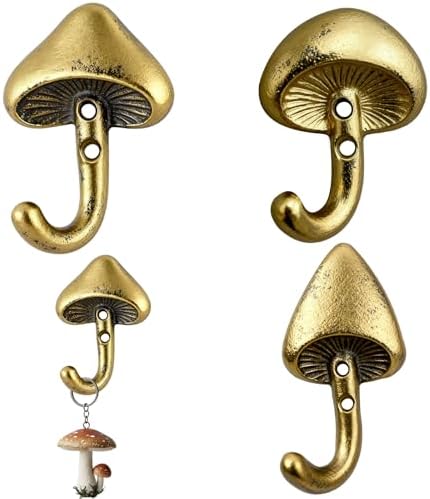 3 Pcs Mushroom Wall Hooks Decorative Iron Mushroom Shaped Hanging Hooks Wall by Otoolling