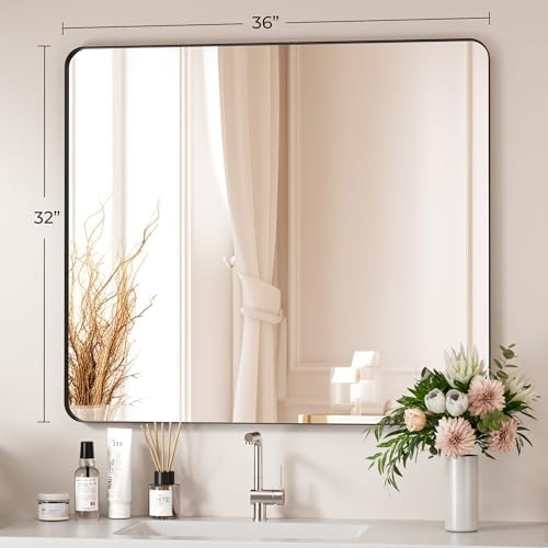 Black Bathroom Mirror 32X36 Inch Bathroom Vanity Mirror - Image 5