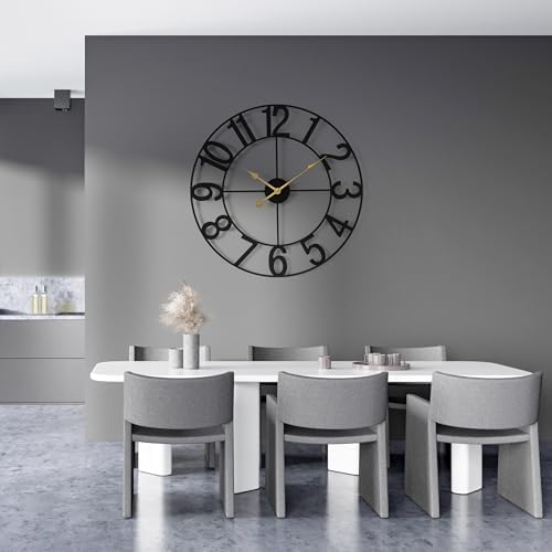 Sorbus Large Wall Clock, Metal Frame, Battery Powered - Image 3