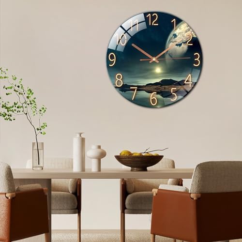 Ergocar Glass Wall Clock Silent Scanning Mechanical Round Glass Wall Clock - Image 2