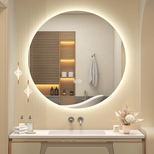 SMIROR 36 inch Round Led Backlit Lighted Bathroom Mirror by SMIROR