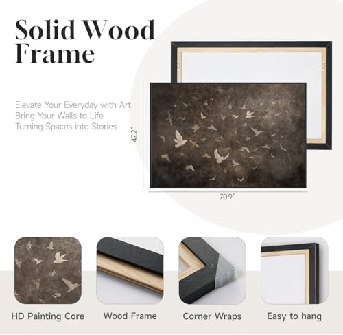 Extra Large Framed Vintage Bird Abstract Wall Art - Image 5