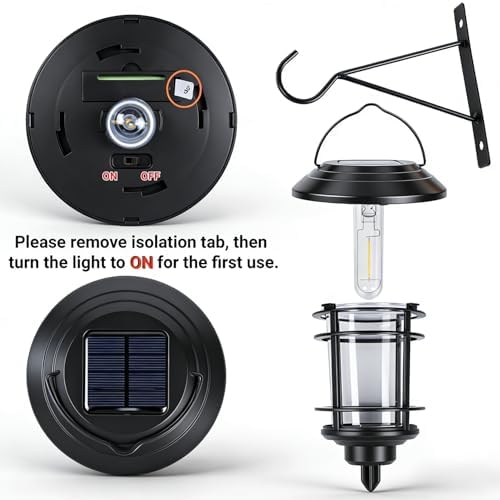 Dynaming 4 Pack Solar Lanterns Outdoor, Hanging Lantern Solar Garden Lights - Image 5