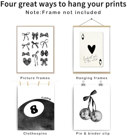 okaxscm Black Coquette Trendy Preppy Wall Art Prints Set of 4, Coquette Room - Image 2